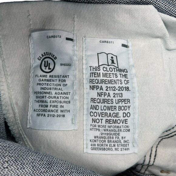 Wrangler Jeans Men's Size 38 Blue Flame Resistant Slim Fit Straight Leg Denim - Picture 11 of 12